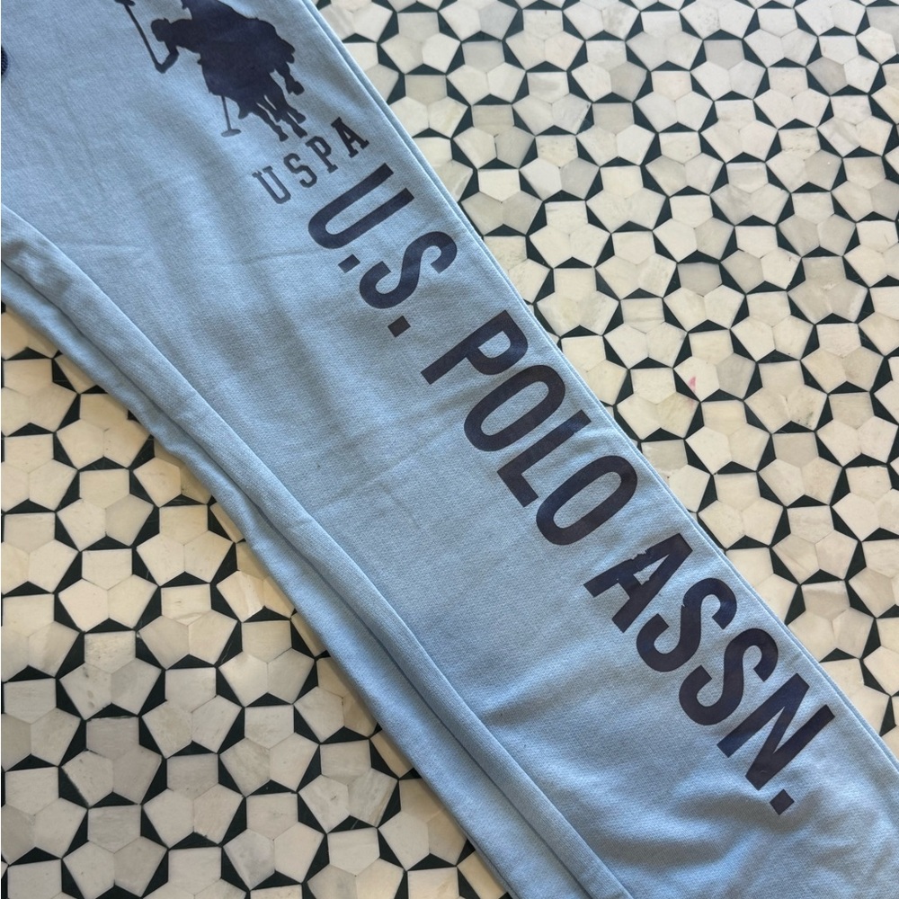 💙🔹 U.S. Polo Assn. Light Blue Track Joggers with Navy Logo 🔹💙 - Picture 2 of 4